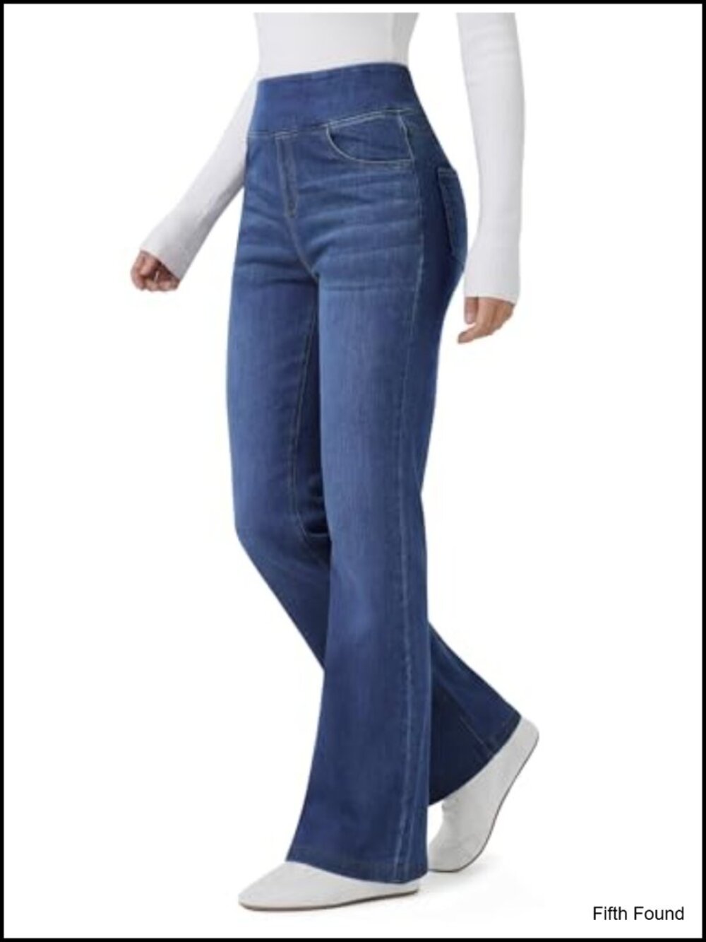 Women's Stretchy Flare Jeans Pull On High Waisted Bootcut Denim Pants